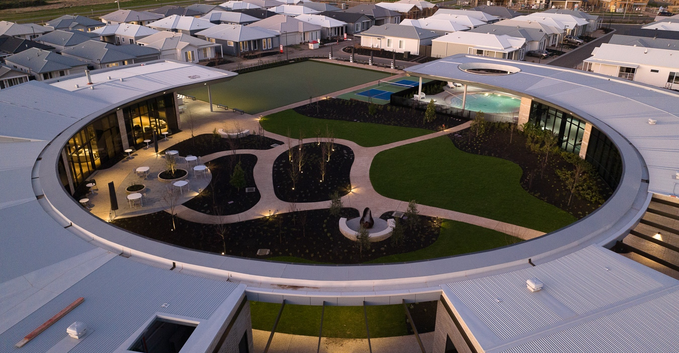 Meridian Clubhouse Aerial Sunrise View