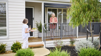 Lifestyle Communities® Retirement living greeting friend deck